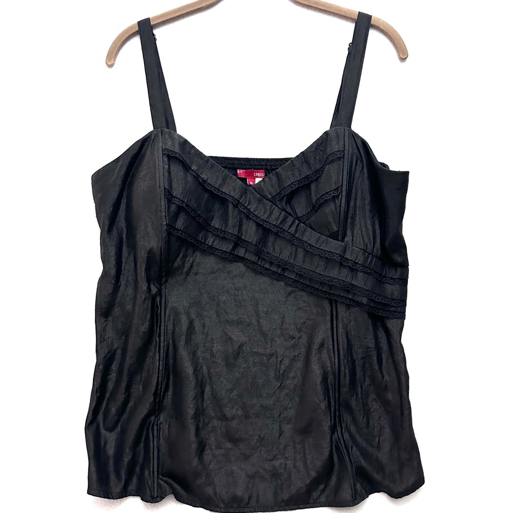 Libian 1X Boned Corset Ruffle Lace Camisole Top Smocked Sheen Witchy Goth Vamp